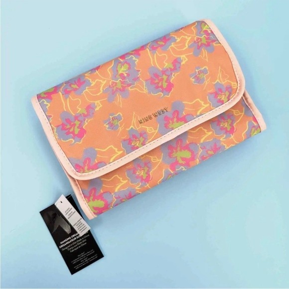 Nine West Hanging Makeup‎ Organizer Floral Travel Cosmetic Bag New - Picture 11 of 16